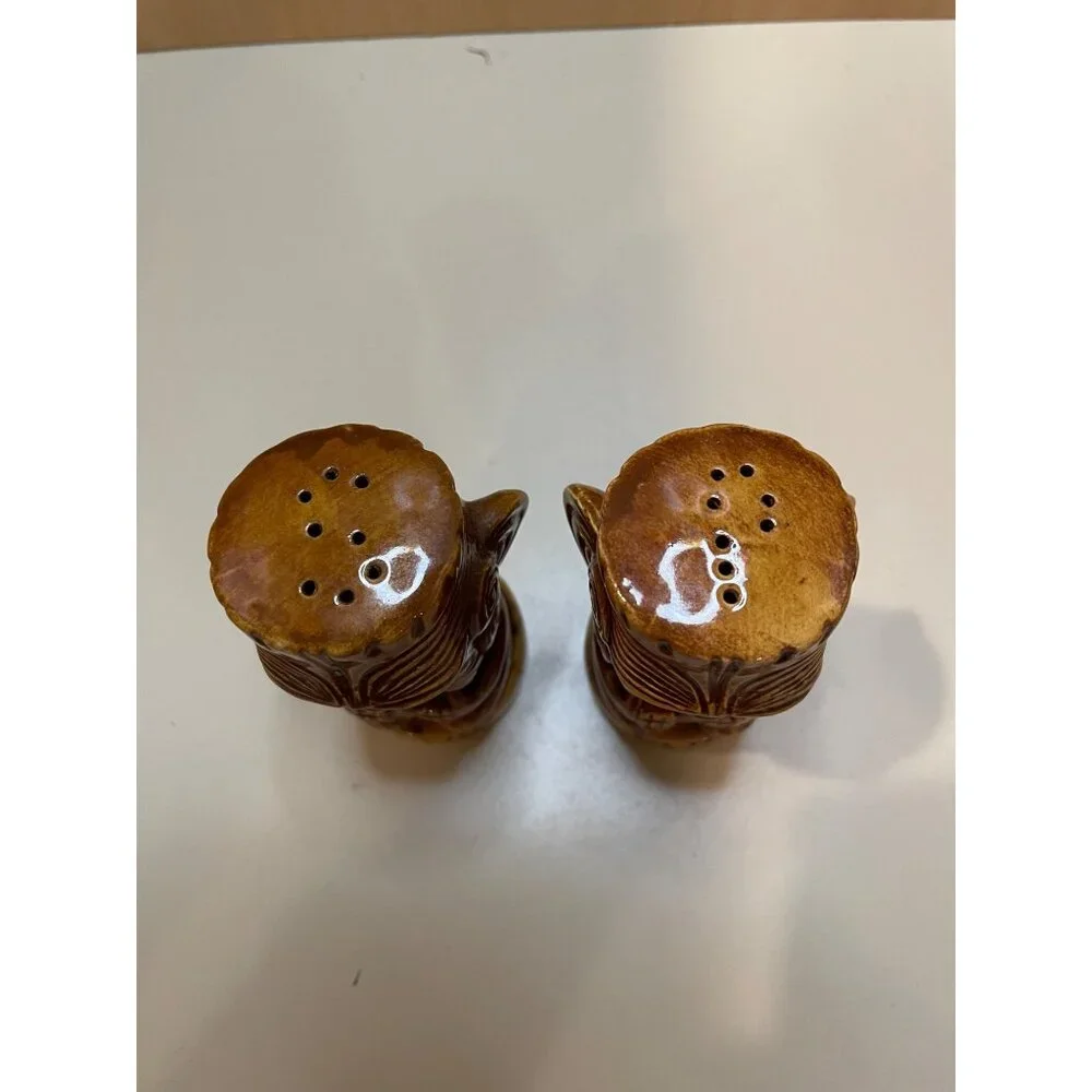 Vintage Bob Lees Islander Tiki Salt & Pepper Shaker Set Ceramic Brown Polynesian - Picture 6 of 11